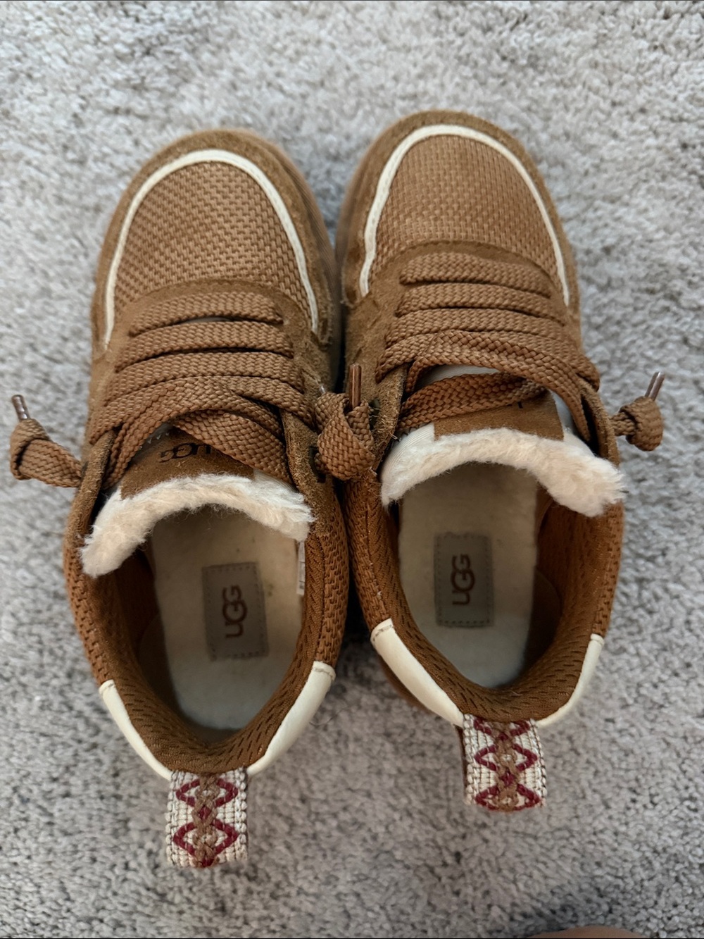 UGG Kids Tan Faux-Shearling Lined Sneakers